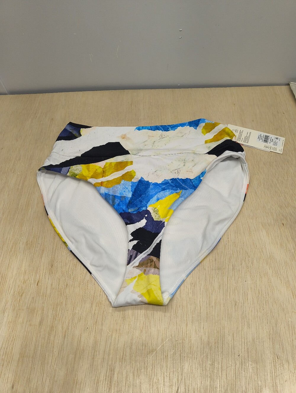 CALIA Women's Core Mid Rise Swim Bottoms Collage Pure White Size Medium